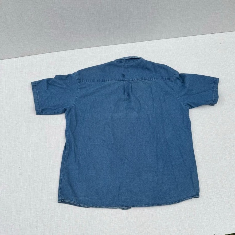 Genuine Dickies Mens 2XL Blue Denim Short Sleeve Button Down Shirt Workwear - Picture 6 of 6
